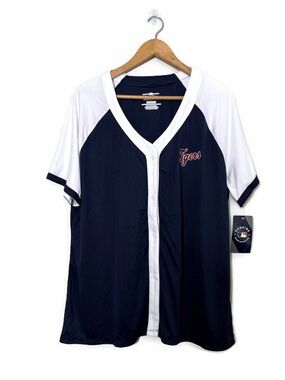 MLB Genuine Merchandise Navy and White Tigers Women's Baseball Jersey Size 2x